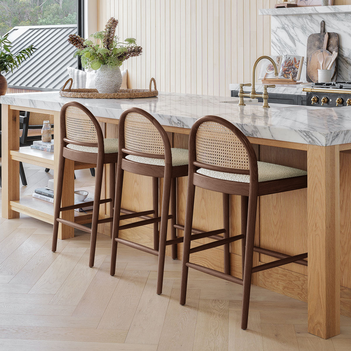 Capri Fabric Arch Bar Stool