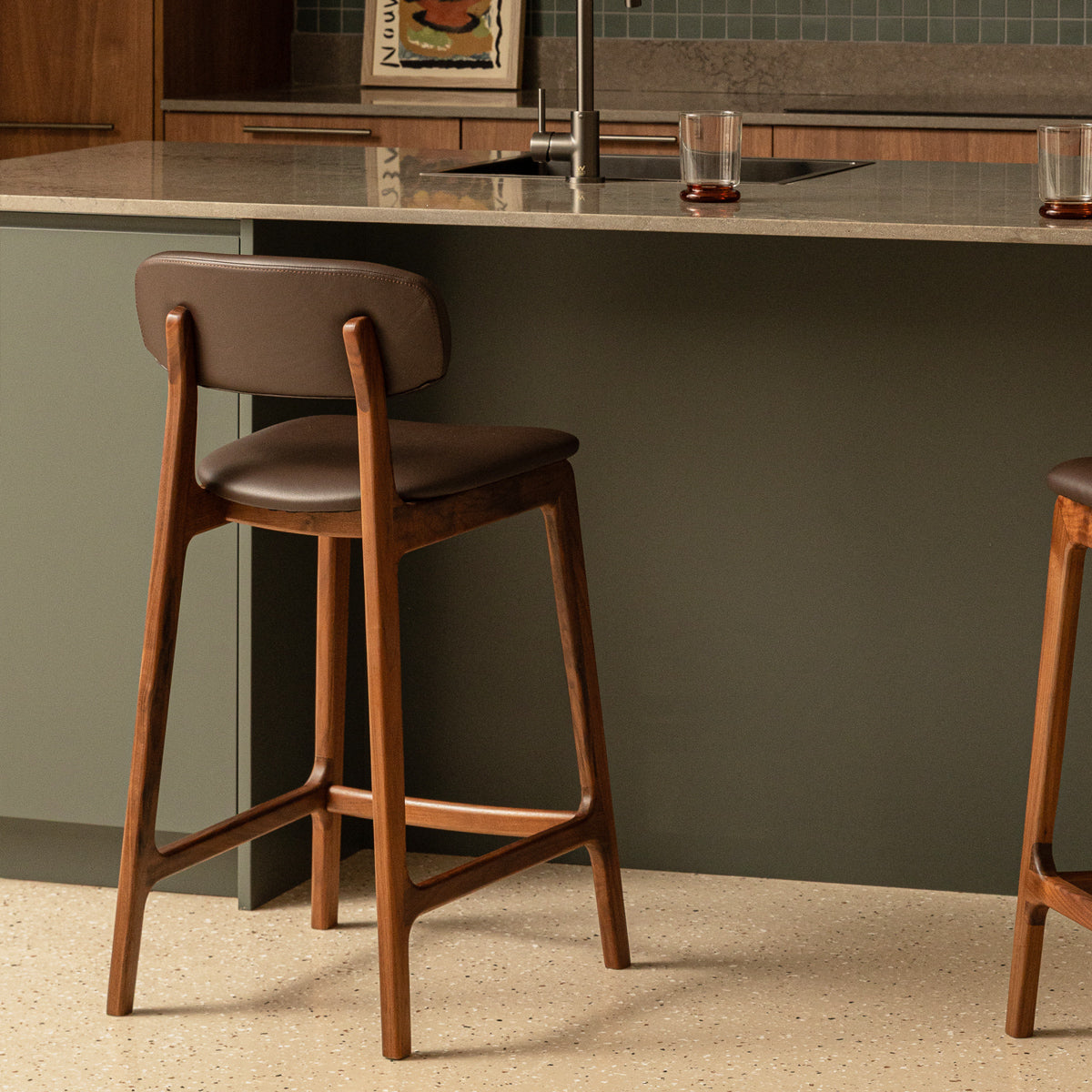 Alaska Leather Bar Stool