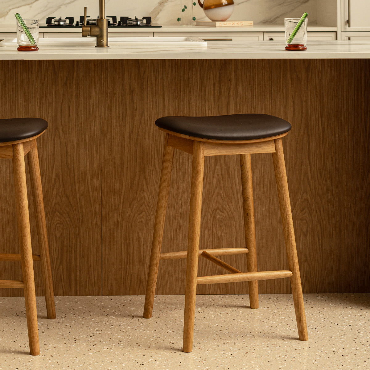 Lando Leather Backless Bar Stool