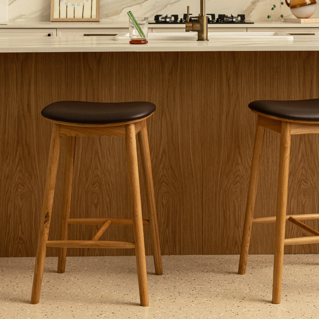 Lando Leather Backless Bar Stool