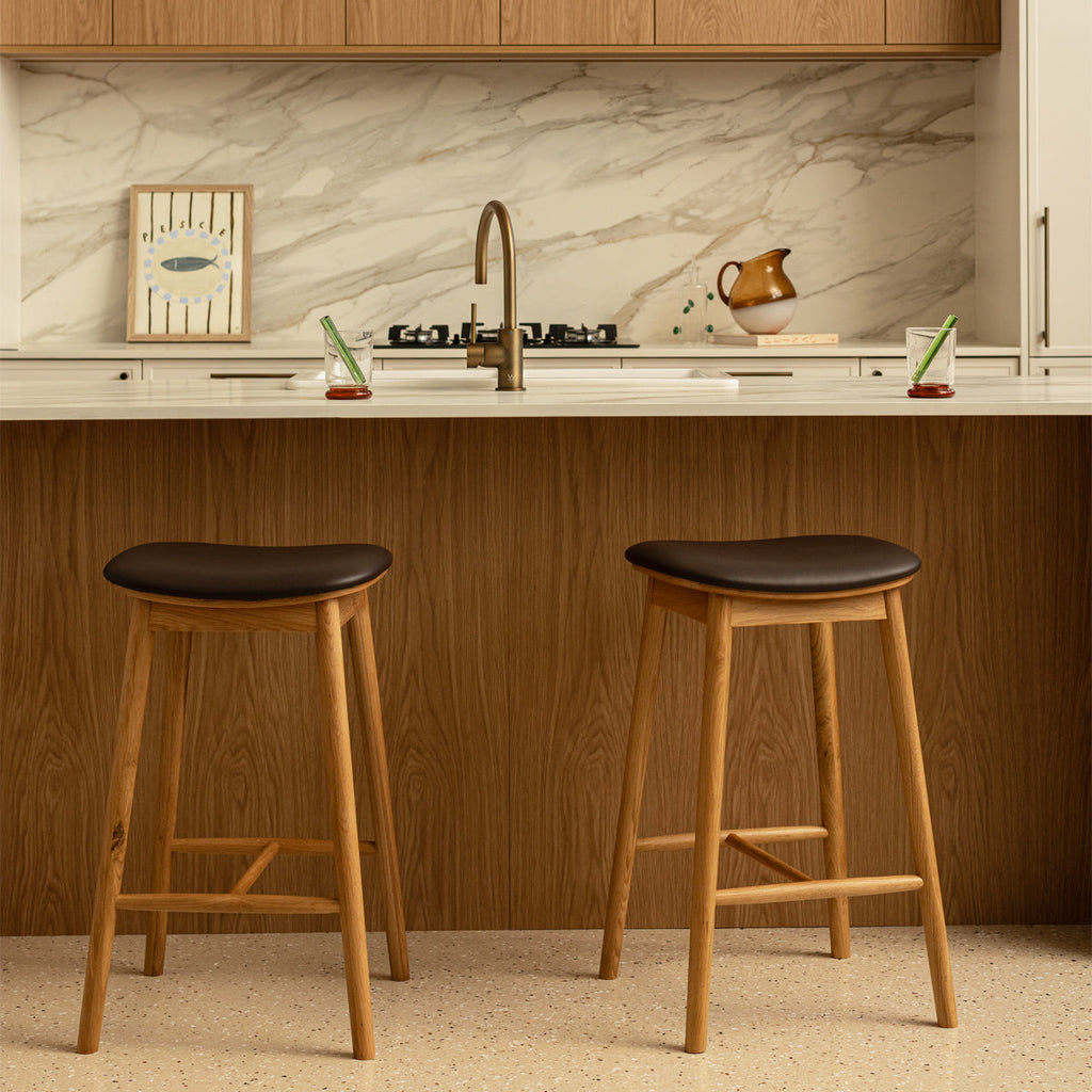 Lando Leather Backless Bar Stool