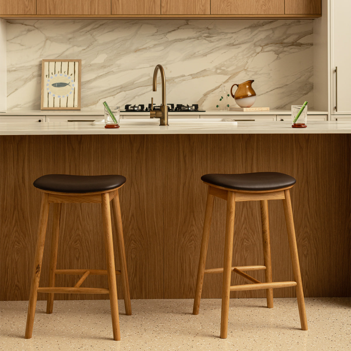 Lando Leather Backless Bar Stool