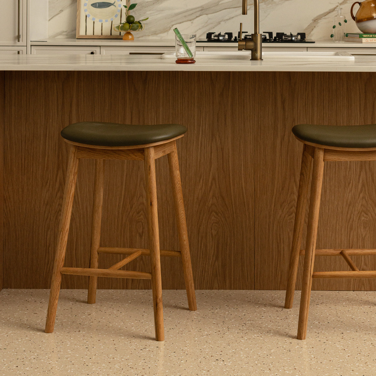 Lando Leather Backless Bar Stool