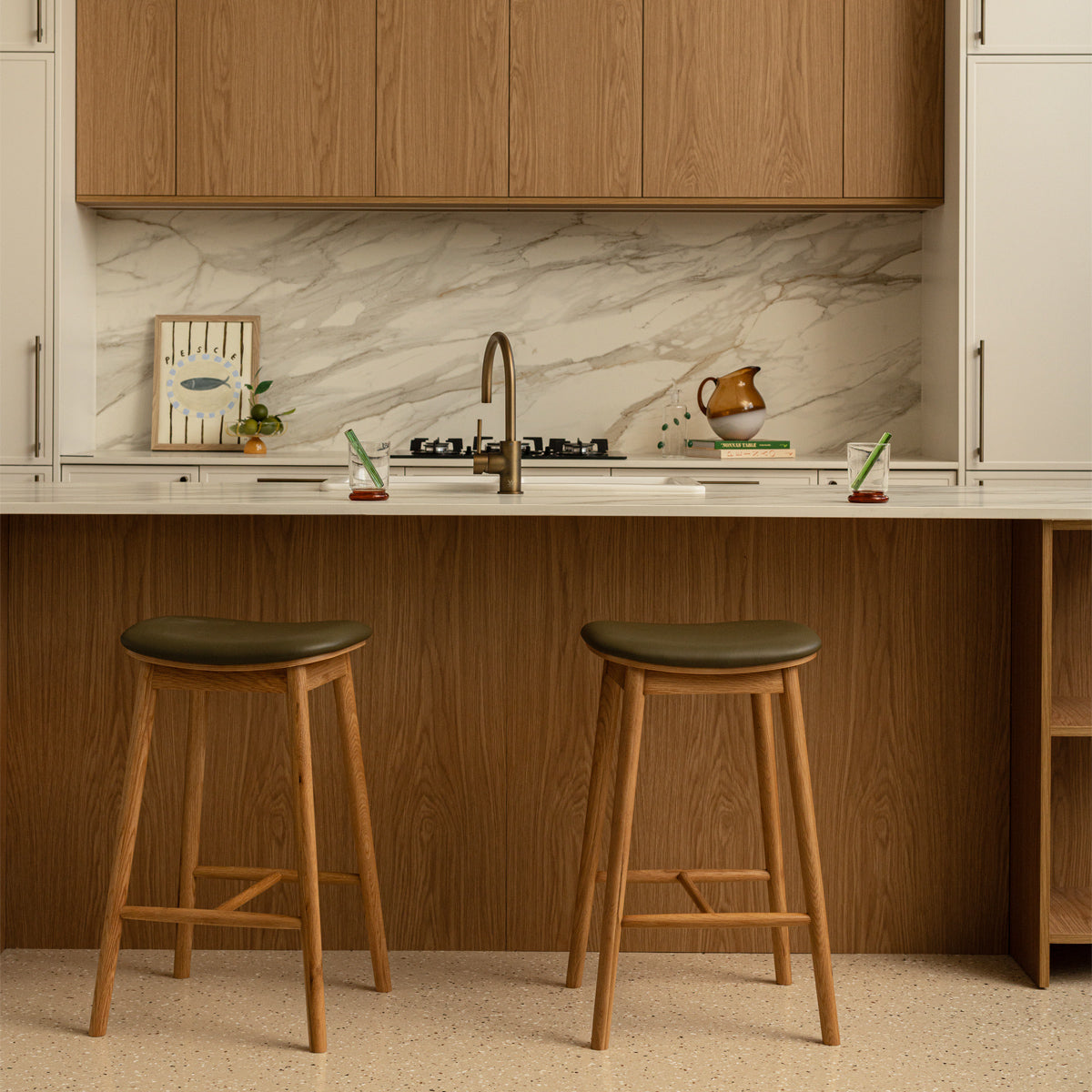 Lando Leather Backless Bar Stool