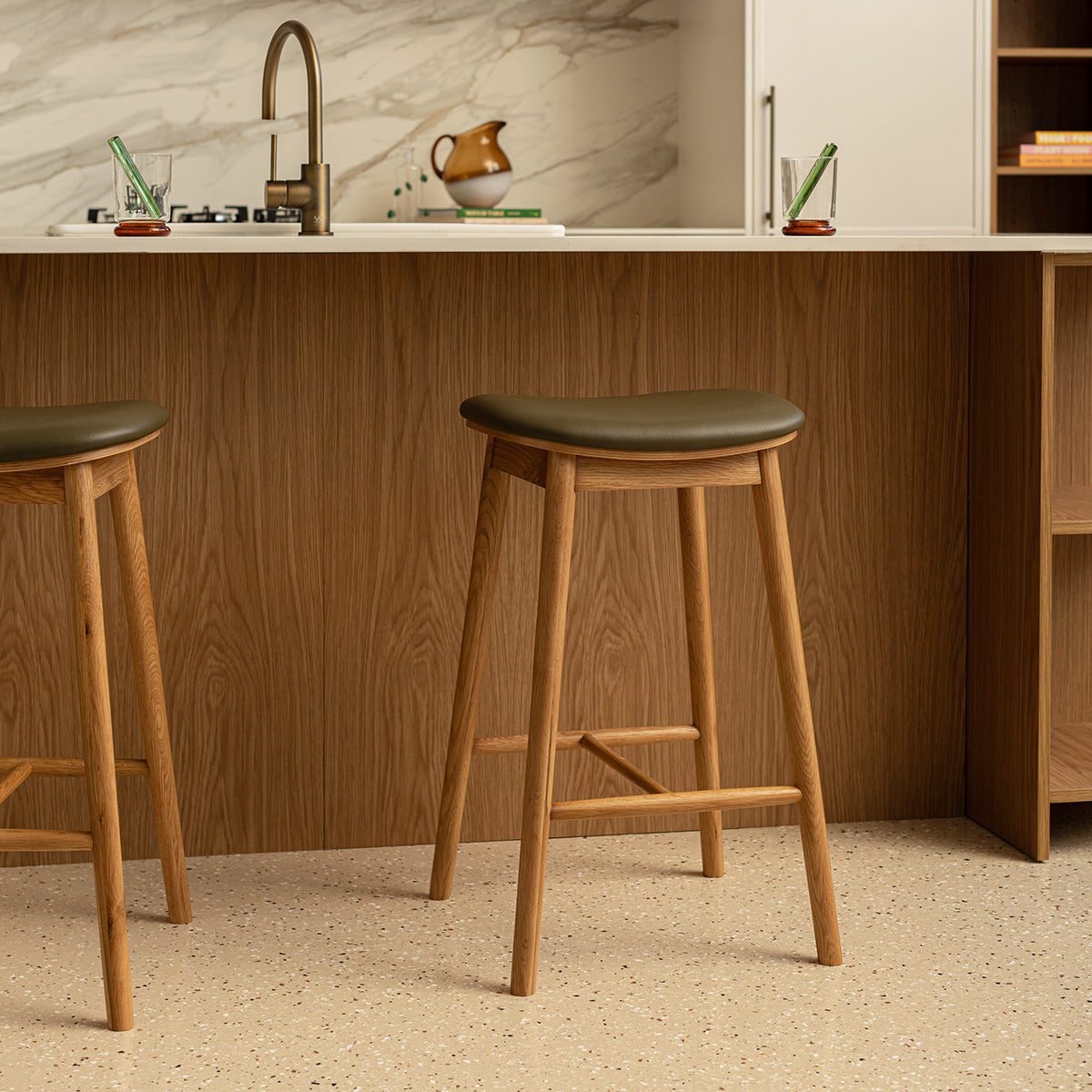 Lando Leather Backless Bar Stool