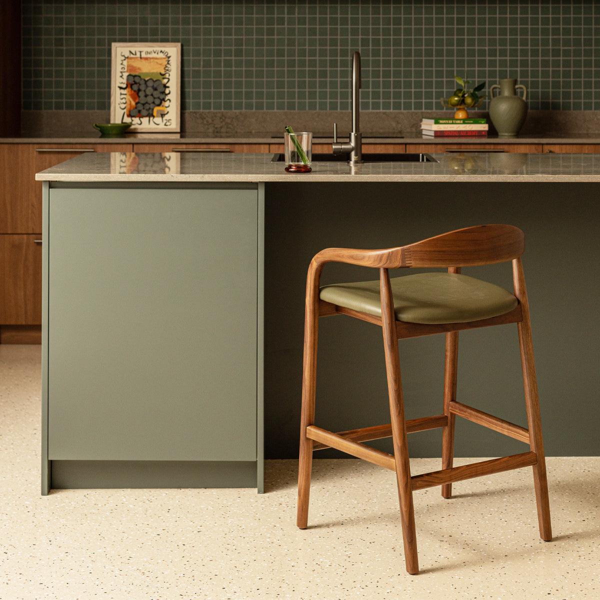 Noris Leather Bar Stool