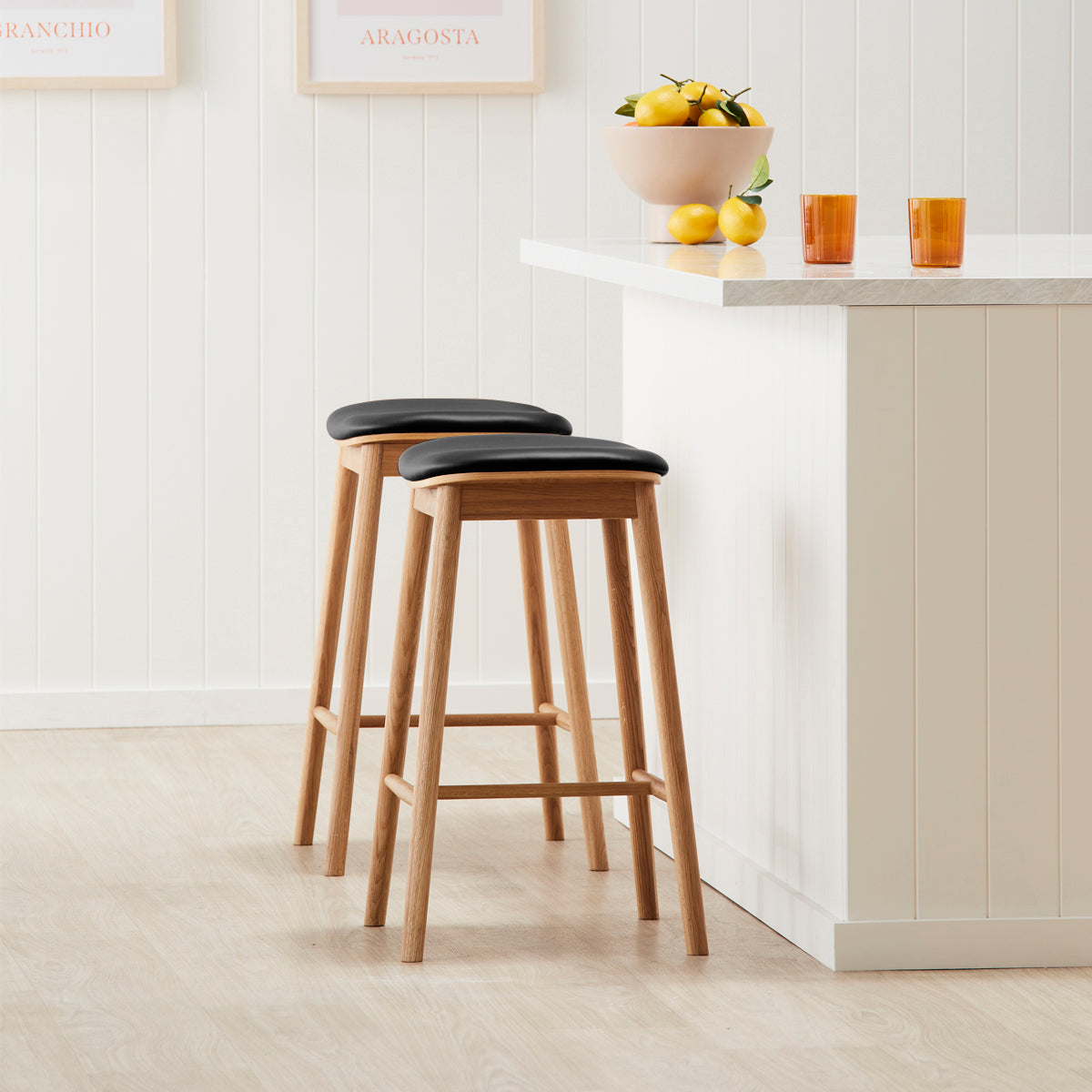 Lando Leather Backless Bar Stool