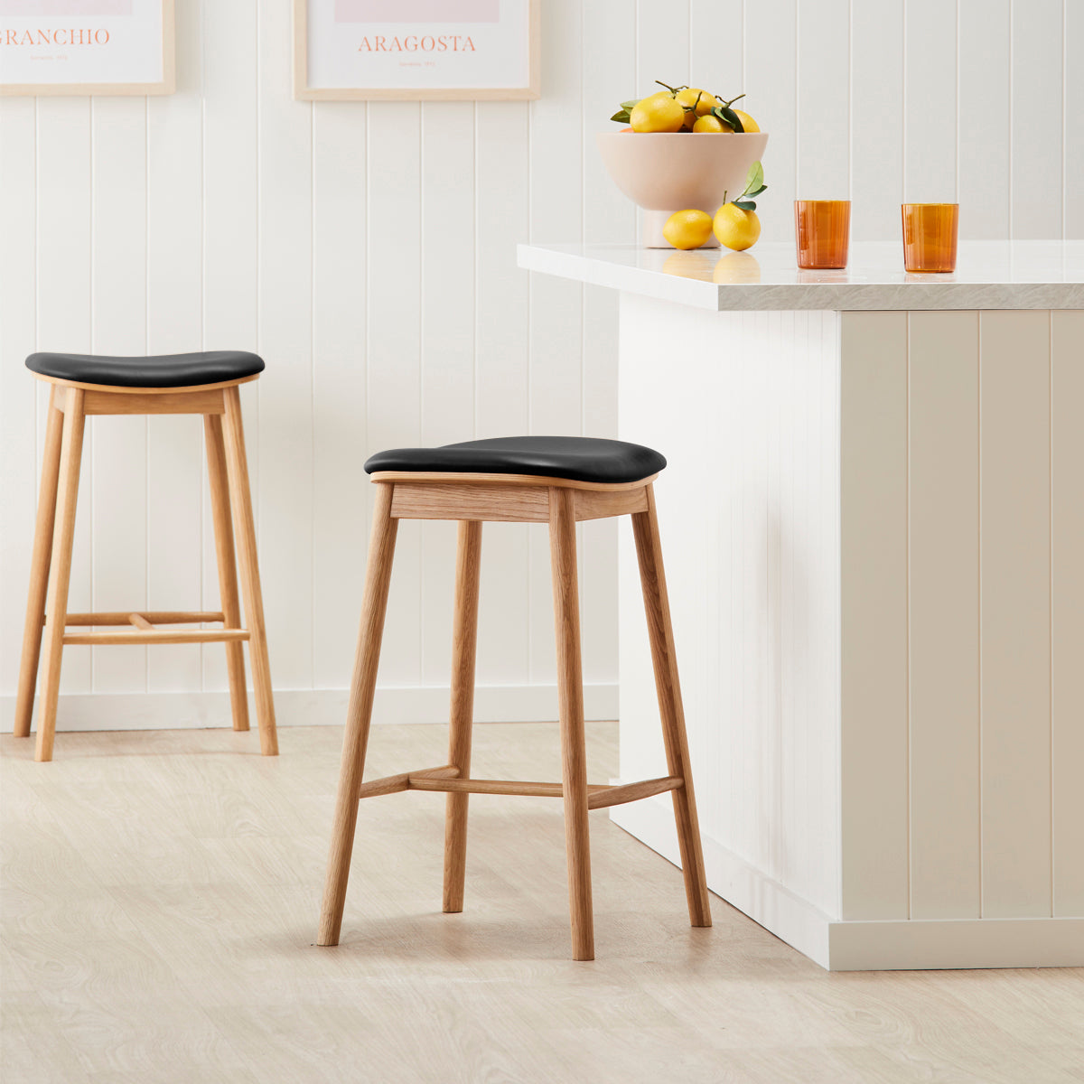 Lando Leather Backless Bar Stool