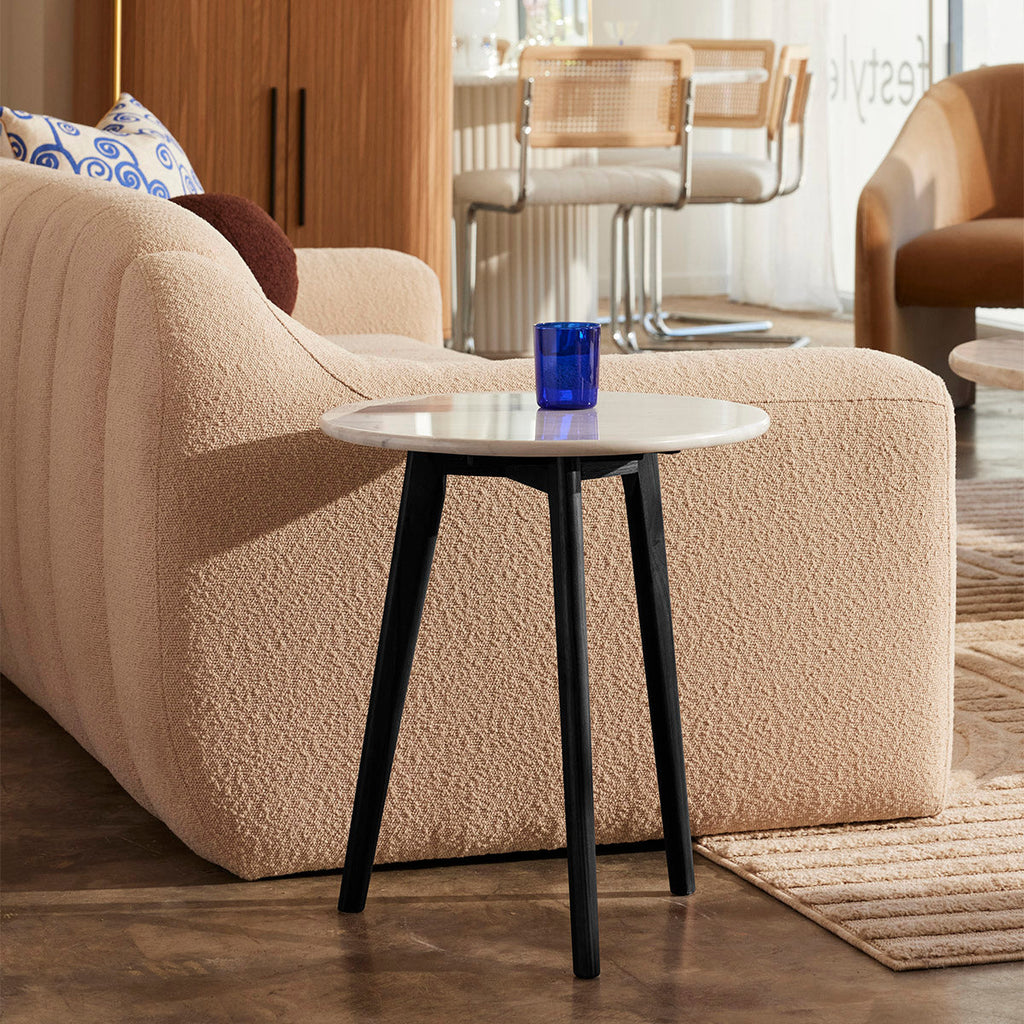 Oia White Marble Side Table