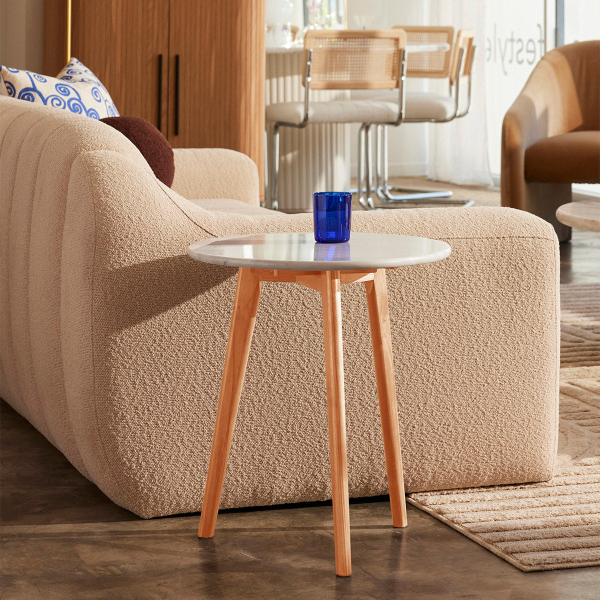 Oia White Marble Side Table